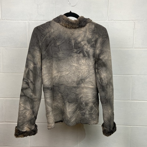 NWT SXY'S Paris Faux Leather Faux Fur‎ Women's Jacket Size 2 Grey Rocker Hippie - Picture 5 of 13